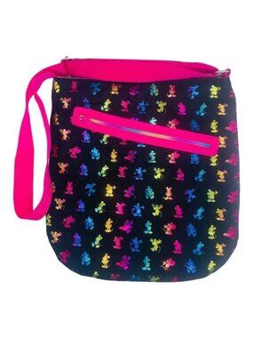 Disney Parks Mickey Mouse Holographic Rainbow Crossbody Bag Black Pink Medium